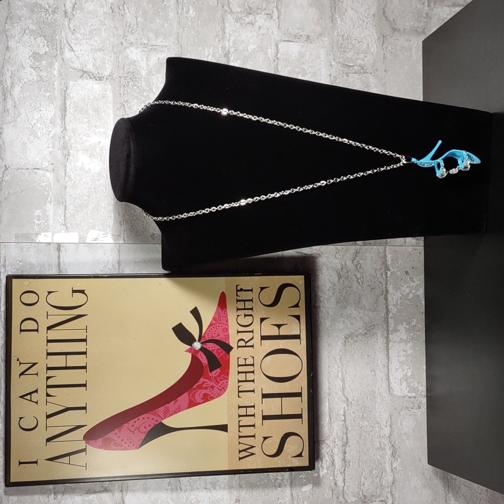 Turquoise Stiletto Mule High Heel Shoe Necklace